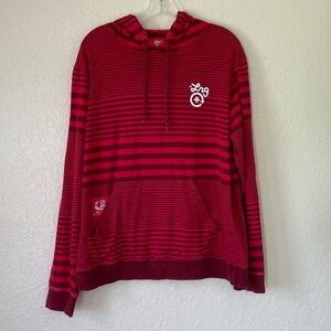 LRG Lifted Research Group Red Striped Hoodie with Logo Pockets